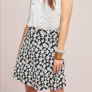 Anthropologie Hutch Daisy Black and White Floral Faux Wrap Skirt